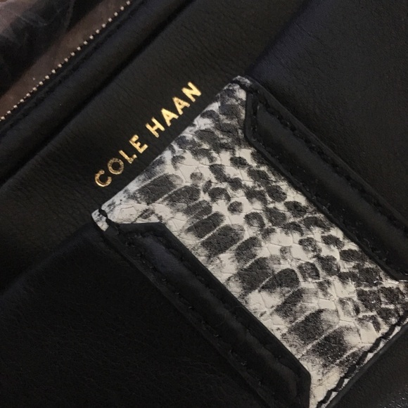 Cole Haan Leather Crossbody Bag Snake Print Panel - Picture 3 of 6